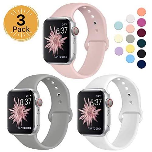 Sport Band Compatible for Apple Watch Band 38mm 40mm 42mm 44mm, EXCHAR Soft Silicone Band Replacement Wrist Strap for iWatch Series 5/4/3/2/1, Nike+, Sport, Edition