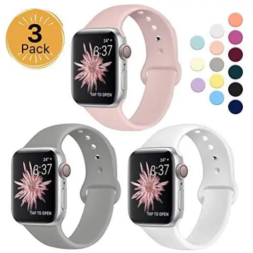Sport Band Compatible for Apple Watch Band 38mm 40mm 42mm 44mm, EXCHAR Soft Silicone Band Replacement Wrist Strap for iWatch Series 5/4/3/2/1, Nike+, Sport, Edition