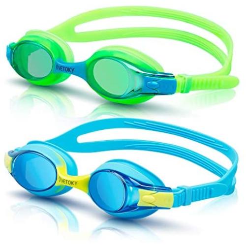vetoky Kids Swim Goggles, Pack of 2 Anti Fog Swimming Goggles UV Protection Clear No Leaking for Child and Youth Ages 3-12