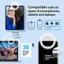 Selfie Ring Light Rechargeable-Phone Ring Light Clip On for iPhone Tablet Computer Camera Photography Video-Adjustable Brightness 36 LED Camera Circle Light- Portable Selfie Fill Ring Selfies -White