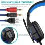 RONSHIN Over Ear Gaming Headset with Mic and LED Light for Laptop Cellphone PS4 red