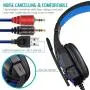 RONSHIN Over Ear Gaming Headset with Mic and LED Light for Laptop Cellphone PS4 red RONSHIN Over Ear Gaming Headset with Mic and LED Light for Laptop Cellphone PS4 red