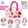 Little Jupiter Pet Plush Bag Purse Set with 18pc Removable Patch Set & Pink & Rainbow Details (Pink Unicorn) - Unicorn Stuffed Animals for Girls - Cute Unicorn Gifts - Cute Toy Plushies - Girls Toys