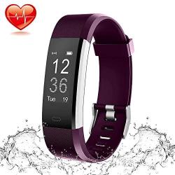 CBoner Fitness Trackers, Activity Tracker Pedometer Smart Watch with Heart Rate Monito for Kids Women and Men, Compatible with Android and iOS Smartphones-Purple