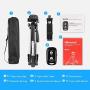 Torjim 60” Camera Tripod with Carry Bag, Lightweight Travel Aluminum Professional Tripod Stand (5kg/11lb Load) with Bluetooth Remote for DSLR SLR Cameras Compatible with iPhone & Android Phone-Silver