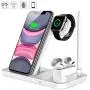Wireless Charger, QI-EU 4 in 1 Qi-Certified Fast Charging Station Compatible Apple Watch Airpods Pro iPhone 11/11pro/X/XS/XR/Xs Max/8/8 Plus, Wireless Charging Stand Compatible Samsung Galaxy S20/S10