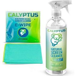 Calyptus TV Screen Cleaner | USA Made | Safe for Cleaning Digital Screens, Smart Phone, Tablet, Laptop | Natural, Plant Based, VOC Free | 2,250 Sprays | 24 Ounces, 1.5X More Than 16oz + XL Microfiber