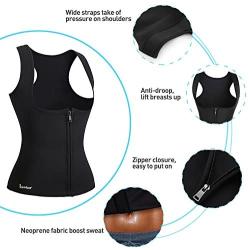 Junlan Sauna Sweat Vest Slim Tummy Shaper Waist Trainer Vest with Zipper for Workout Women Tank Top Corset