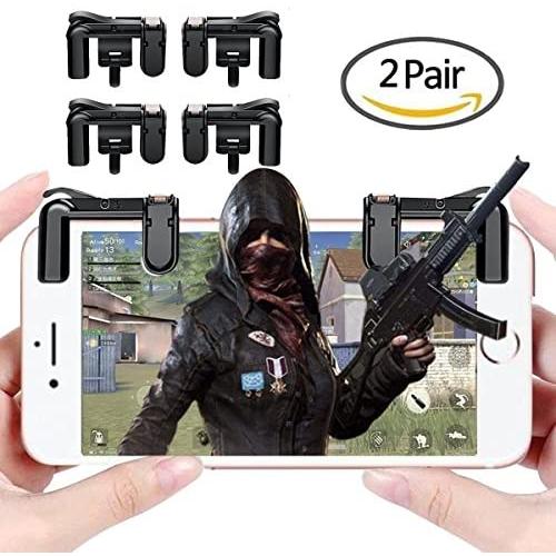 Mobile Game Controller, TraderPlus 2 Pair Sensitive Shoot and Aim Triggers Buttons for PUBG, Knives Out, Rules of Survival (Left and Right) Mobile Game Joystick Gamepad for Android iPhone