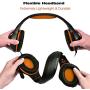 Orange Gaming Headset for New Xbox One PS4 PC Laptop Tablet with Mic, Over Ear Headphones, Noise Canceling, Stereo Bass Surround for Kids Mac Smartphones Cellphone