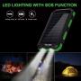 Solar Charger,Yelomin 20000mAh Portable Outdoor Mobile Power Bank,Camping Travel External Backup Battery Pack Dual USB 5V Outputs 2 LED Light Flashlight with Compass