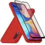 Muokctm Samsung Galaxy A10E Case, with Tempered Glass Screen Protector, Slim Soft TPU Protective Rubber Bumper Case Cover for Samsung Galaxy A10E Phone (Red)