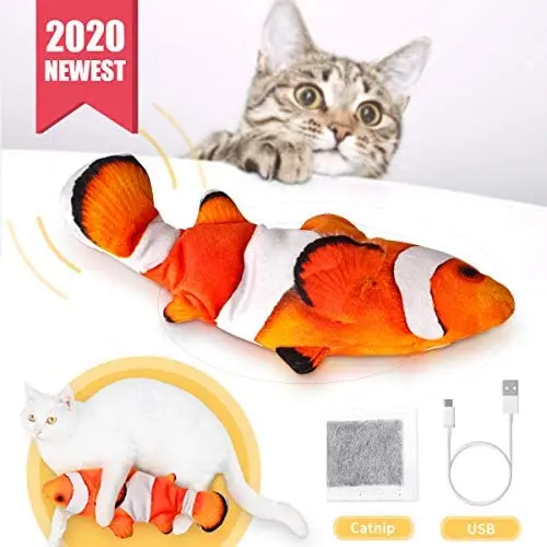 Peteast Cat Toys, Electric Moving Realistic Wiggle Fish Catnip Toys, Plush Interactive Cat Toys - Fish Kicker Toy for Cats Kitten Kitty