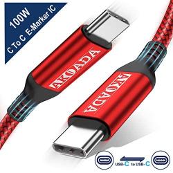 AkoaDa USB-C to USB-C 100W Cable 10ft, USB C Braided Fast Charging Cable Compatible with MacBook Pro 2020/2019/2018, iPad Pro 2020/2019/2018,Samsung Galaxy Note 20,Pixelbook and Type-C Laptops (Red)