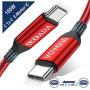 AkoaDa USB-C to USB-C 100W Cable 10ft, USB C Braided Fast Charging Cable Compatible with MacBook Pro 2020/2019/2018, iPad Pro 2020/2019/2018,Samsung Galaxy Note 20,Pixelbook and Type-C Laptops (Red)