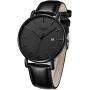 SONGDU Mens Ultra-Thin Quartz Analog Date Wrist Watch with Black Leather Strap