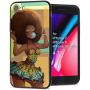 XIX Apple iPhone 7 Case Apple iPhone 8 Case Apple iPhone SE 2020 case African American Afro Girls Women Slim Fit Shockproof Bumper Cell Phone Accessories Thin Soft Black TPU Protective (02)