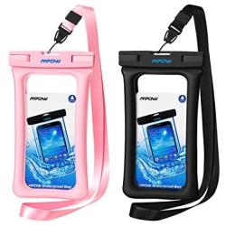 Mpow 084 Waterproof Phone Pouch Floating, IPX8 Universal Waterproof Case Underwater Dry Bag Compatible iPhone 11/Xs Max/Xr/X/8/8plus/7plus Galaxy s10/s9 Note 10/9 Google Pixel up to 6.5" (Black+Pink)