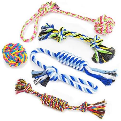 KMYLINKER Puppy Dog Pet Rope Toys Dog Chew Toys for Small Dogs Teething, Tug of War Play Dog Toys for Aggressive Chewer,5-Pack