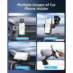 Humixx Phone Car Holder Mount, Upgraded Double Release Button Suction Cup Phone Holder for Car Dashboard Windshield Air Vent Compatible with iPhone SE 11 Pro Max XR XS X Samsung Galaxy Note 20 S20 S10