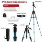 Joilcan 66-inch Lightweight Camera/Phone Tripod, Aluminum Travel Portable SLR Tripod with Mobile Phone Mount and 2 Quick Release Plate-Blue