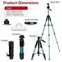 Joilcan 66-inch Lightweight Camera/Phone Tripod, Aluminum Travel Portable SLR Tripod with Mobile Phone Mount and 2 Quick Release Plate-Blue