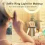 8" Selfie Ring Light with Extendable Tripod Stand & Cell Phone Holder for Live Stream Makeup - GLCON Dimmable LED Camera Ringlight for YouTube Video Tiktok Photography - Ring Light for iPhone Android
