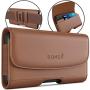 Bomea iPhone Xs Max Holster, iPhone 8 Plus 7 Plus Belt Clip Case, Premium Leather Holster Pouch Case with ID Card Holder for Apple iPhone Xs Max/6s Plus/7 Plus/8 Plus (Fit w/Phone Case on) Brown