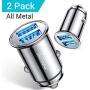 [2-Pack] AINOPE Car Charger, 4.8A All Metal Car Charger Adapter Dual USB Cigarette Lighter USB Charger Mini Flush Fit Compatible with iPhone 11/XR/x/8/7, iPad Air 2/Mini 3, Note 9/Galaxy S10/S9-Silver