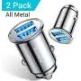 [2-Pack] AINOPE Car Charger, 4.8A All Metal Car Charger Adapter Dual USB Cigarette Lighter USB Charger Mini Flush Fit Compatible with iPhone 11/XR/x/8/7, iPad Air 2/Mini 3, Note 9/Galaxy S10/S9-Silver