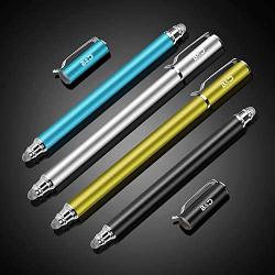 Bargains Depot New 5mm High-Sensivity Fiber Tip Capacitive Stylus Dual-tip Universal Touchscreen Pen for All Tablets & Cell Phones with 8 Extra Replaceable Fiber Tips (4 Pcs, Black/Aqua/Silver/Yellow)