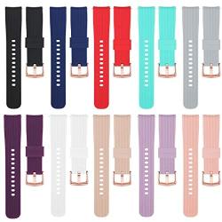 TECKMICO 10PCS Galaxy Watch bands,20mm Silicone Replacement Bands Compatible for Samsung Galaxy Watch 42mm with Rose Gold Watch Buckle,10 colors for women men gift (set of 10, Rose Gold Buckle)