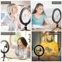 10" Selfie Ring Light with Tripod Stand, LED Ring Light with Cell Phone Holder 3 Light Modes & 10 Brightness Level for YouTube Video Live Stream Makeup Photography 10" Selfie Ring Light with Tripod Stand, LED Ring Light with Cell Phone Holder 3 Light Modes & 10 Brightness Level for YouTube Video Live Stream Makeup Photography