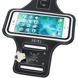 TRIBE Water Resistant Cell Phone Armband Case for iPhone 11, 11 Pro, 11 Pro Max, X, Xs, Xs Max, Xr, 8, 7, 6, Plus Sizes, Galaxy S10, S9, S8, S7, Plus Sizes and More. Adjustable Elastic Band & Key Slot