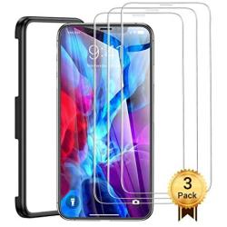 [3 PACK]Screen Protector iPhone Xs compatible for iPhone Xs/X/11Pro[5.8 inch], 9H Shatterproof Tempered Glass Easy Installation Frame for Glass Screen Protector for iPhone 2019