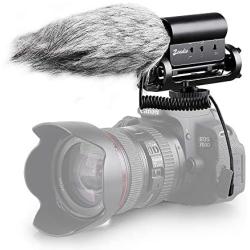 Zeadio Photography Interview Stereo Microphone, with Windproof Cotton for Canon Nikon Pentax Panasonic Sony Samsung Olympus DV Digital SLR Camera Camcorder