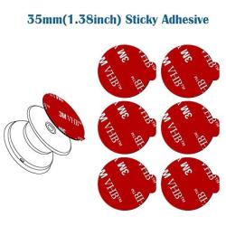 8pcs 3M Sticky Adhesive Replacement Parts for Socket Base, VOLPORT 1.38 Circle Double Sided Tape for Collapsible Grip Stands Back, 2pcs Pops VHB Sticker Pads for Cell Magnetic Phone Car Mount Holder