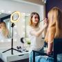 EEIEER Ring light, 6 RGB Ring Light with adjustable Tripod Stand, Mini LED Dimmable Selfie Ring Light with Cell Phone Holder Desktop LED Lamp with USB for Makeup, Youtube, Video (RGB, 6 INCH)