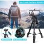 Torjim 60” Camera Tripod with Carry Bag, Lightweight Travel Aluminum Professional Tripod Stand (5kg/11lb Load) with Bluetooth Remote for DSLR SLR Cameras Compatible with iPhone & Android Phone-Black