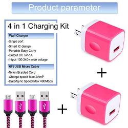 Android Charger Micro USB Cable,4 Kit Single Port Wall Charger Block with 6ft Fast Charging Nylon Cord Compatible Samsung Galaxy A10s S7 Edge S6 J8 J7 Note 5,LG K50S K20 K30,Moto G5 Plus E4 G6 Play