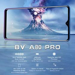 Unlocked Smartphone Blackview A80 Pro, 6.49 inch HD+, 4GB RAM+64GB ROM with 4680mAh Big Battery, 4G Dual SIM for AT&T, T-Mobile, Cricket Phone,13MP Quad Rear Camera, Android 9.0 Unlocked Cell Phones