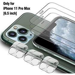 Ferilinso [6 Pack] 3 Pack Tempered Glass Screen Protector + 3 Pack Camera Lens Protector for iPhone 11 Pro Max (6.5), HD Clarity 9H Glass Screen Protector