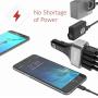 Crave CarHub 54W 4 Port USB Car Charger, Qualcomm Quick Charge 3.0 - Black