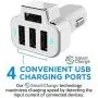 Aduro 4 Port Car Charger Adapter, 12V Fast Car Charger USB Adapter Power Station 5.2A/26W Output (White) Aduro 4 Port Car Charger Adapter, 12V Fast Car Charger USB Adapter Power Station 5.2A/26W Output (White)
