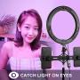 Selfie Ring Light with Tripod Stand with Phone Holder for, Live Stream,Self-Portrait Shooting (Black,1 X Fill Light+ 1 X Mobile Phone Clip + 1 X Remote Control +1 X Tripod, 10.2in)