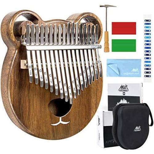 Kalimba 17 Keys Thumb Piano Solid Wood Finger Piano Start Kits African Instrument with Protective Case Tuning Hammer Study Booklet Cleaning Cloth From AKLOT