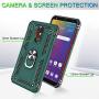 LG Stylo 5 Case, LG Stylo 5 Plus Case, LG Stylo 5V Case with Tempered Glass Screen Protector [2Pack], Jshru Military Grade Phone Case with Ring Car Mount Kickstand for LG Stylo 5X Midnight Green