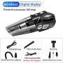 helloleiboo Car Vacuum 4 in 1 Handheld Cordless Air Compressor Pump 6000Pa Rechargeable Vacuum Cleaner with LED Light