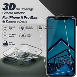 iPhone 11 Pro Max Screen Protector + Camera Lens Protectors By BIGFACE, [2 + 2 Pack] Premium HD Clear Tempered Glass, Anti- Scratch, HD Clarity, Case Friendly, 3D Touch Accuracy Anti-Bubble Film