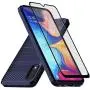 Muokctm Samsung Galaxy A10E Case, with Tempered Glass Screen Protector, Slim Soft TPU Protective Rubber Bumper Case Cover for Samsung Galaxy A10E Phone (Blue)